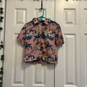 Tropical Pink Button Up Shirt